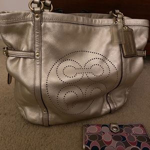Coach Leather Tote with Matching Wallet